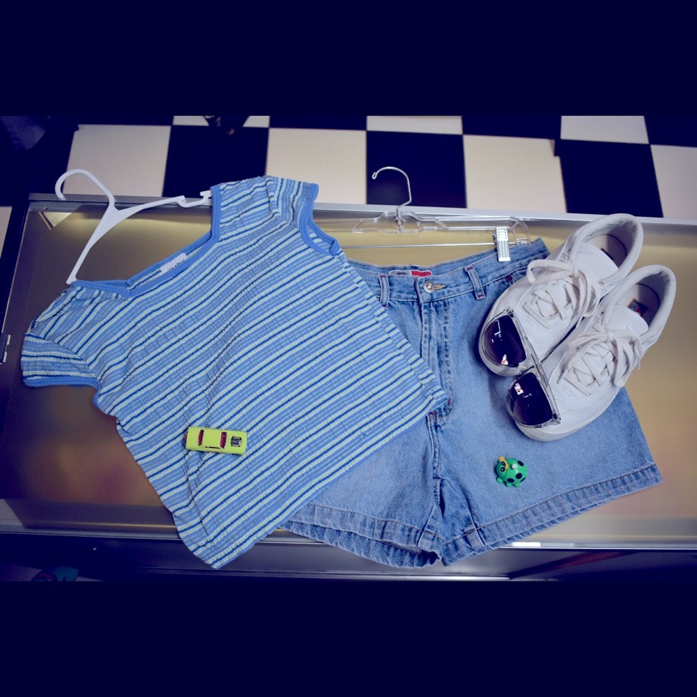 Vintage 80s Striped Blue Shirt